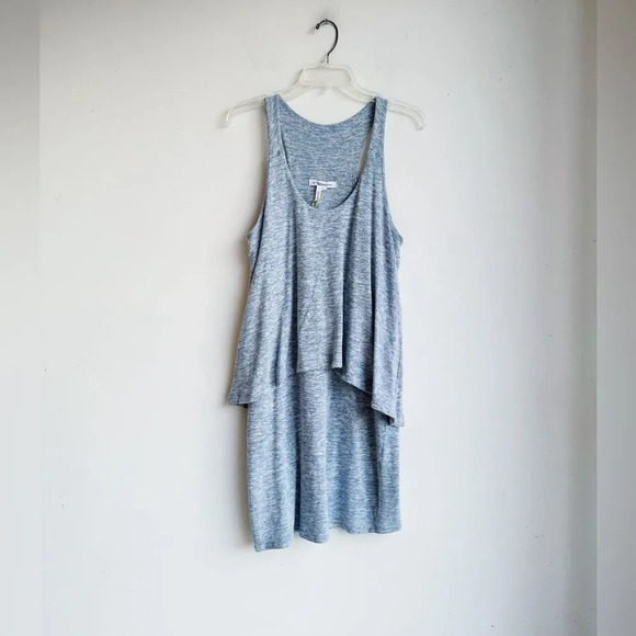 BCBGENERATION | Soft Blue Heathered Tiered Tank Dress | L - Picture 1 of 6